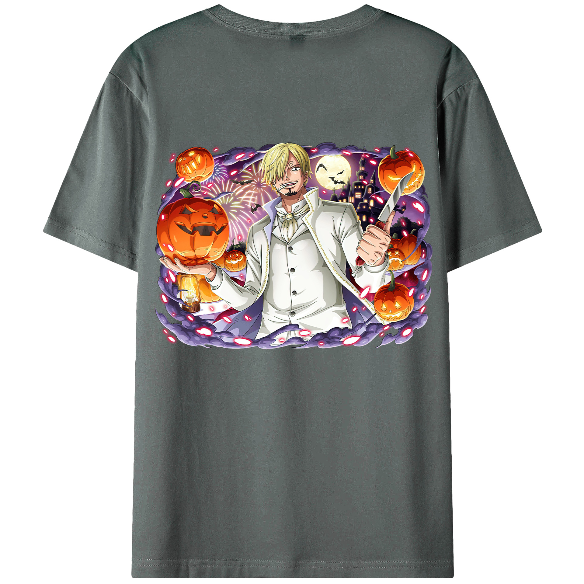 （画像用） ワンピース サンジ ONE PIECE Sanji 綿100％ メンズ半袖Tシャツ（バックプリント） 通気性